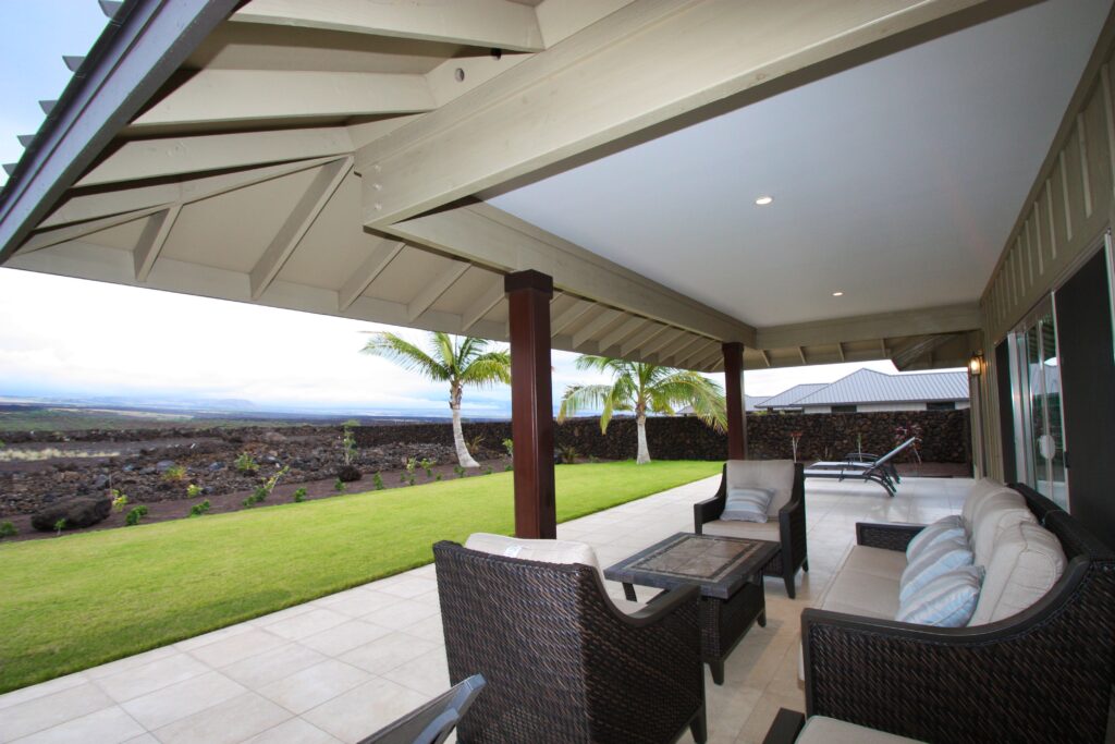 Enjoy the beautiful view of Maunakea from our back yard.